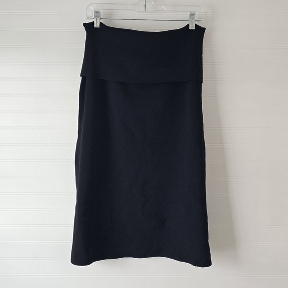 M.M. Lafleur Harlem Fold Top Knit Pencil Skirt 1+/20 Black - Picture 2 of 9